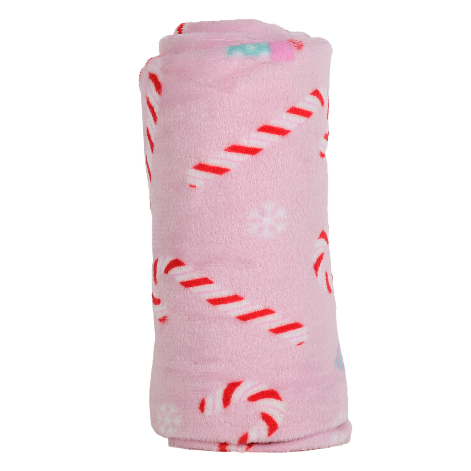 Candy Canes Blush Fleece Throw Wilko