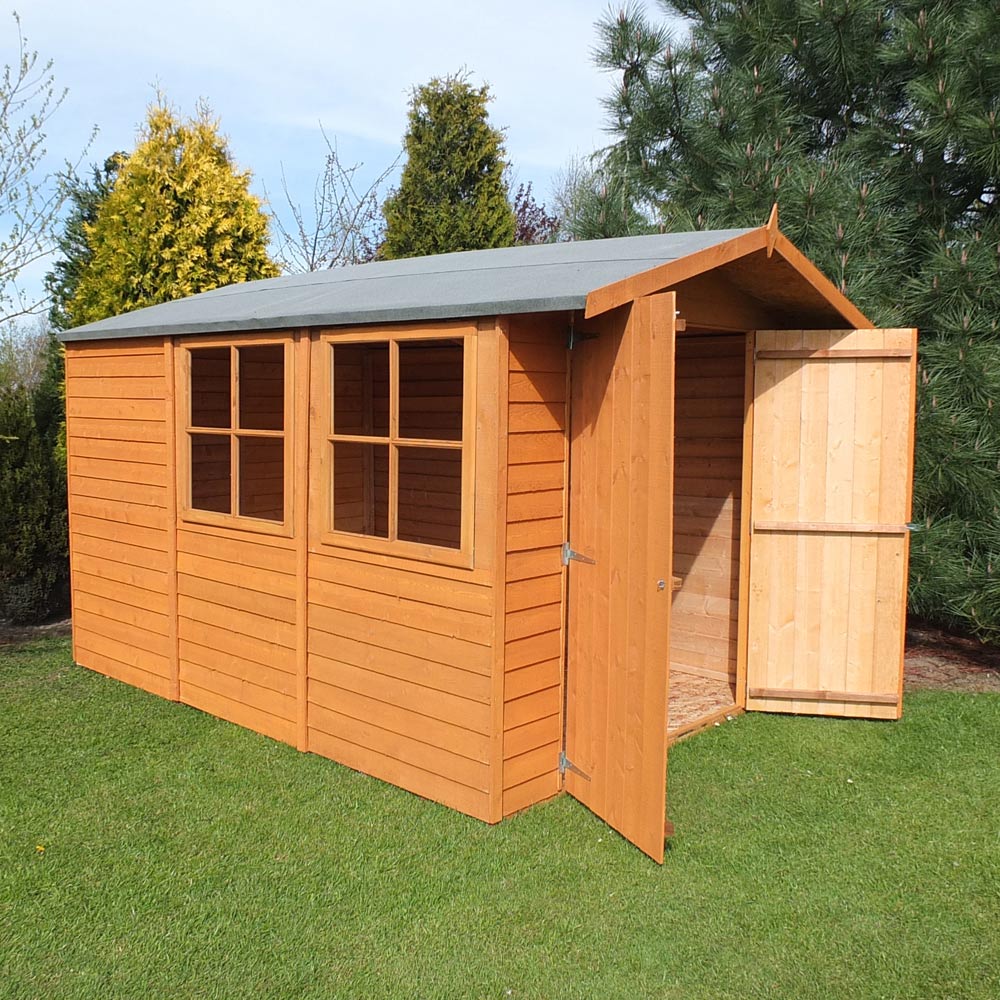Shire 10 x 7ft Double Door Dip Treated Overlap Apex Shed Image 2