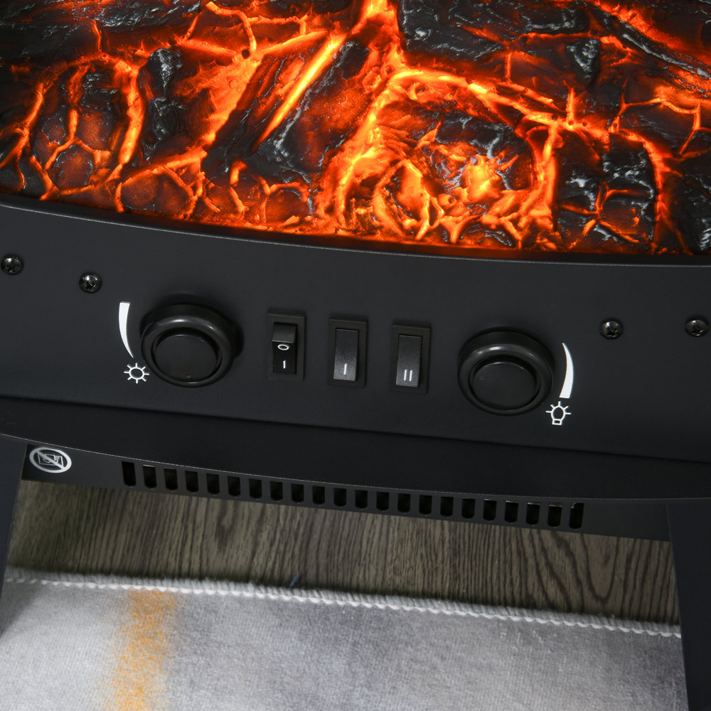 HOMCOM Ava Tempered Glass Electric Fireplace Heater 1800W Image 4