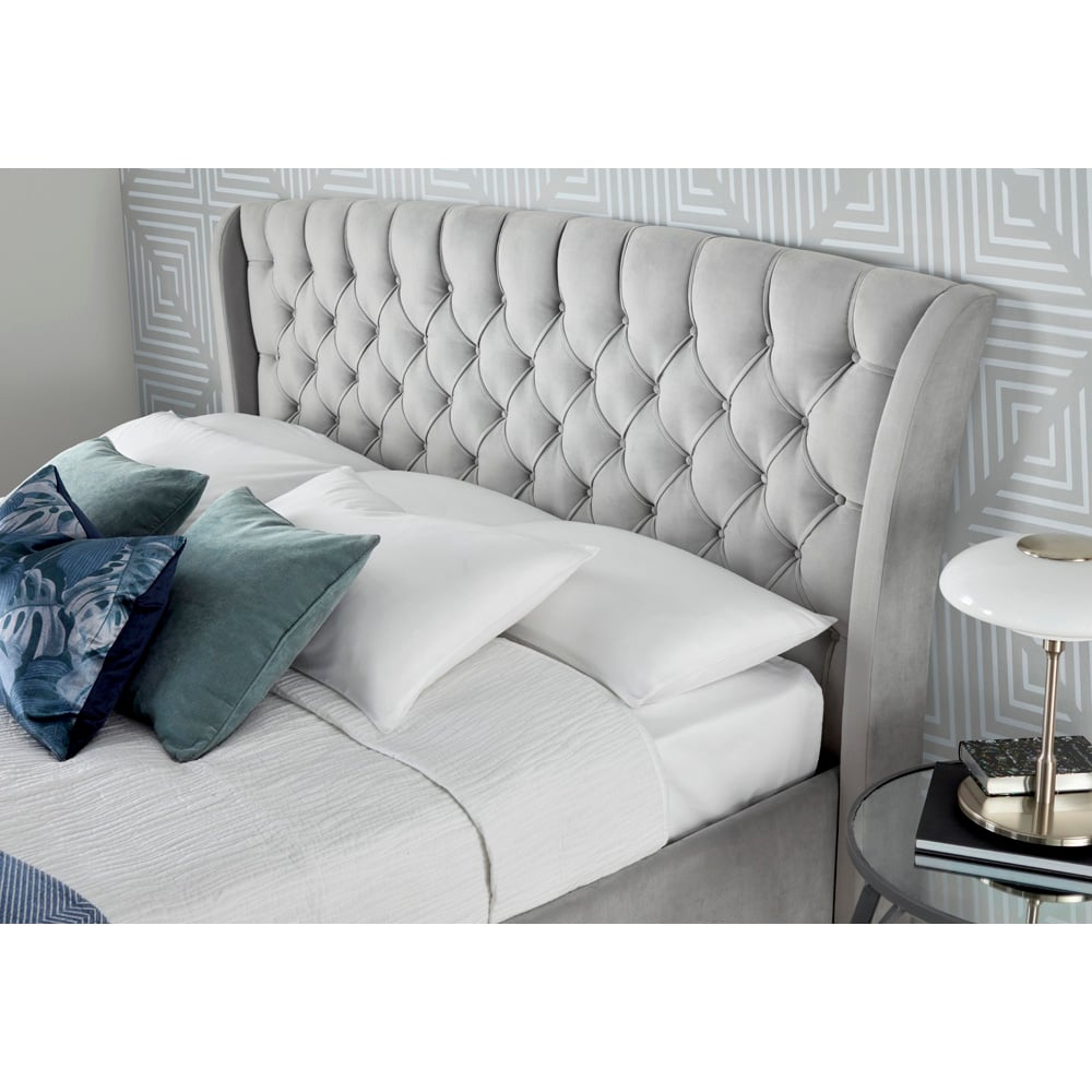 Bedmaster Newton King Size Grey Velvet Storage Bed Frame with 4 Drawers Image 3