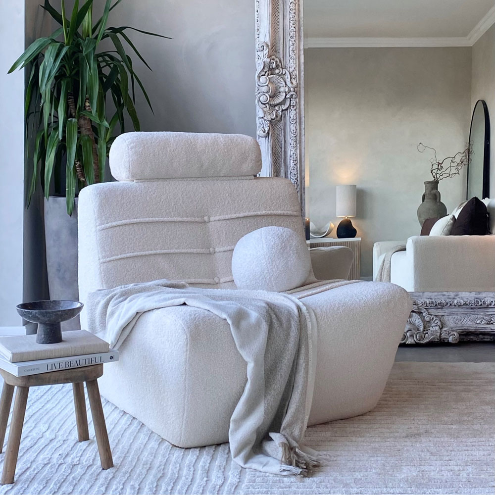 Desser Furniture Vanilla Boucle Fabric Cosy Chair Image 3