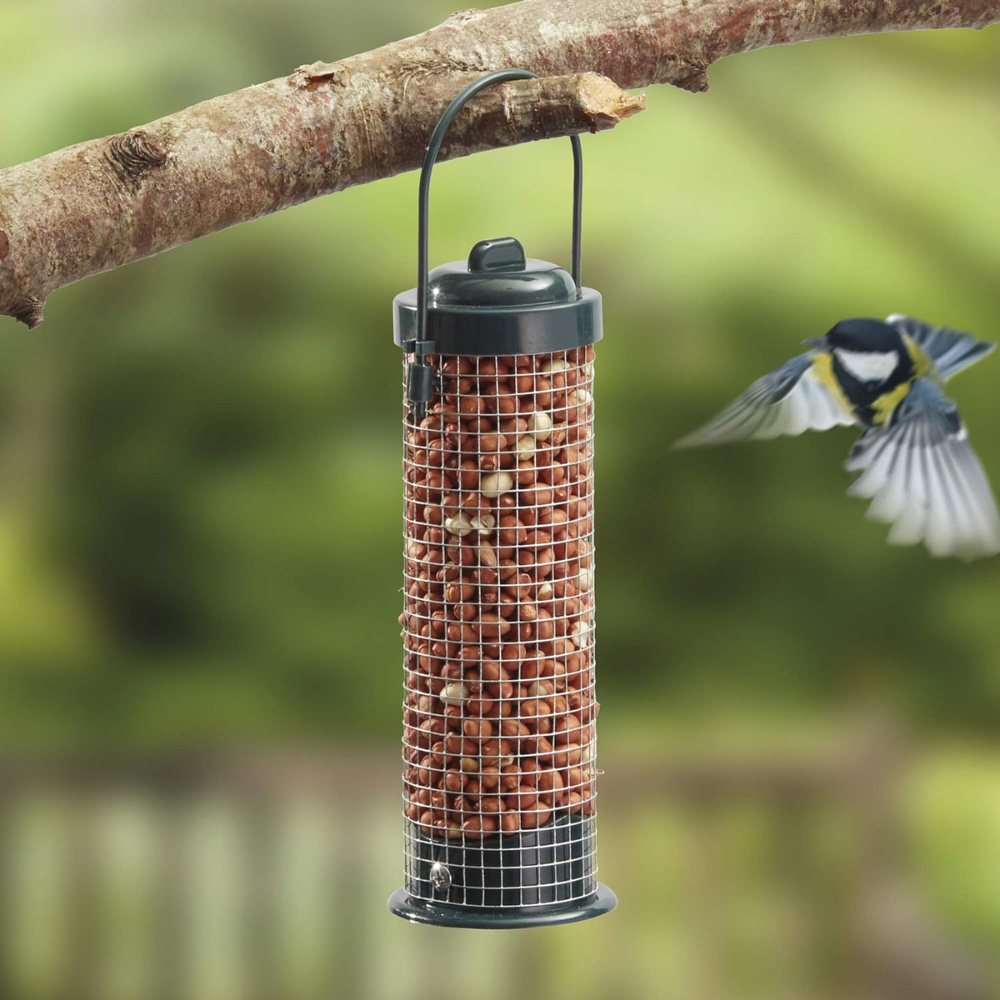 Happy Beaks Green Plastic Squirrel-Proof Design Hanging Bird Nut Feeder Image 2