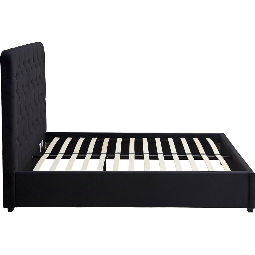 Seconique Madison Double Black Velvet Fabric Bed Frame Image 4