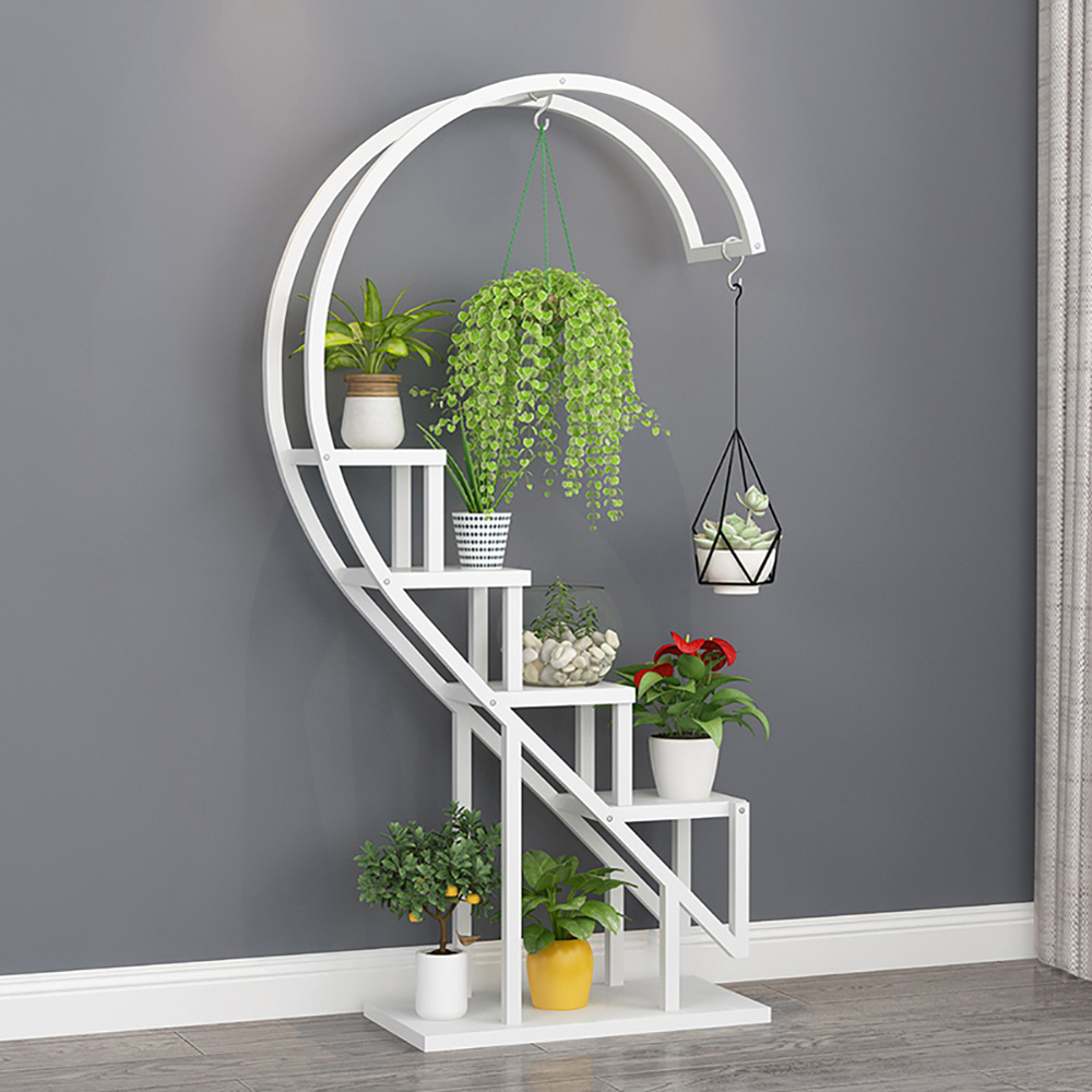 Living and Home Multi Tiered White Plant Stand Image 6
