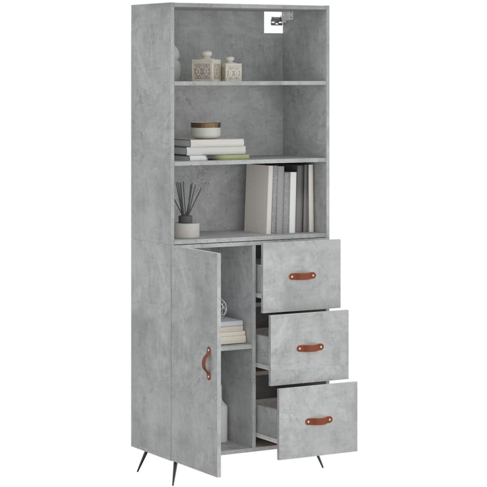 vidaXL Single Door 3 Drawer 3 Shelf Concrete Grey Highboard Image 3