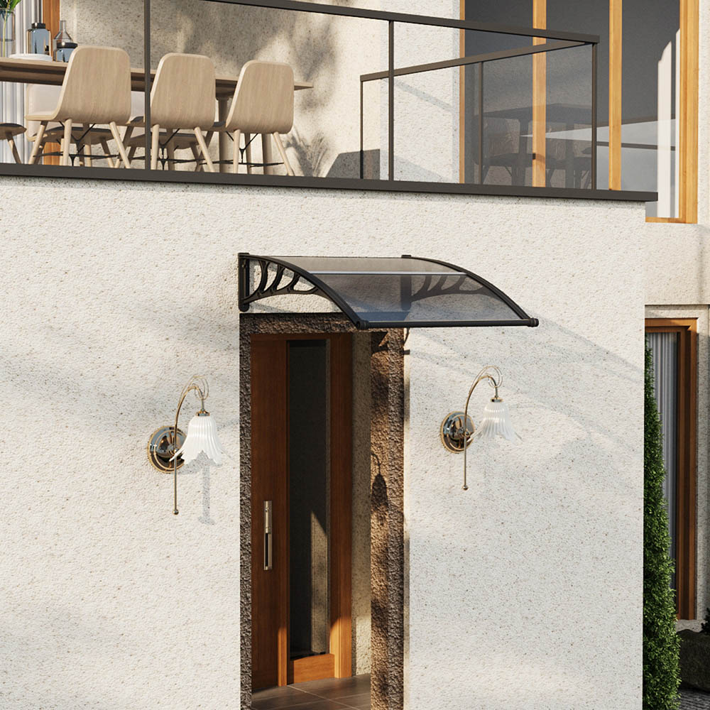 Living and Home Dark Grey Arched Door and Window Awning with Water Channel 1 x 1m Image 7