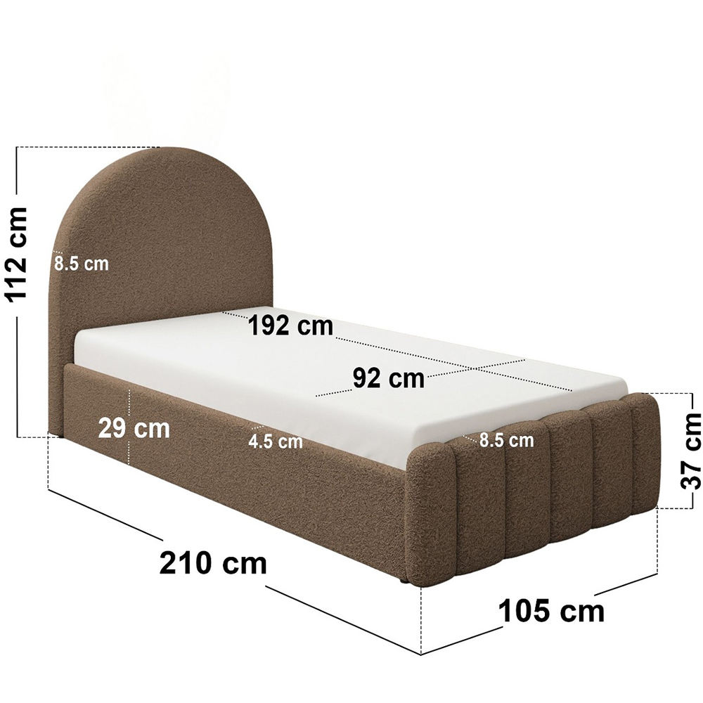 Flair Lapin Single Brown Boucle Bed with Bunny Headboard Image 9