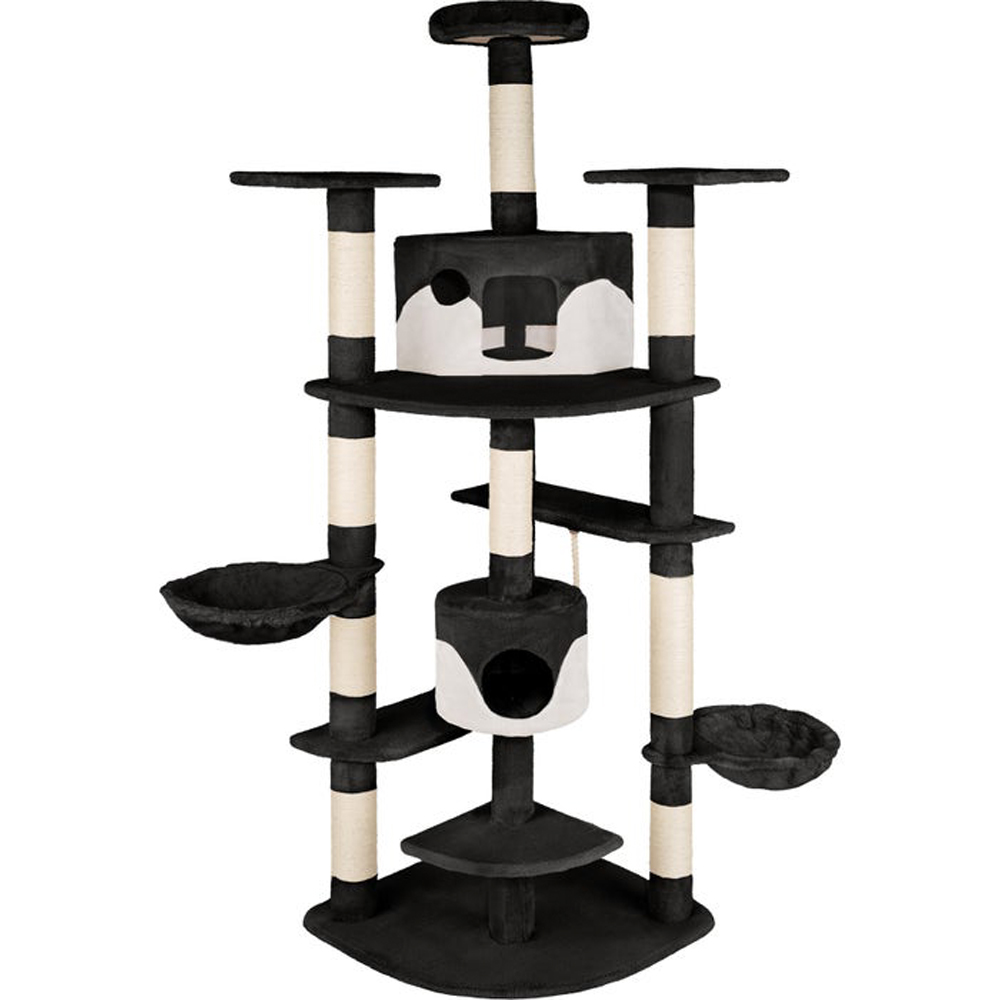 tectake Fippi Black and White Cat Tree with Scratching Post 201cm Image 1