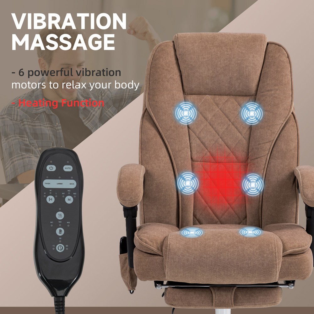 Vinsetto Brown Heated Reclining Massage Office Chair Image 4