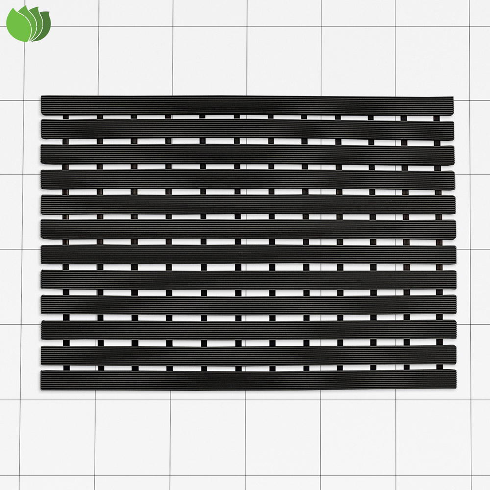 Oseasons Black Non Slip Slatted Shower Mat 61 x 43cm Image 2