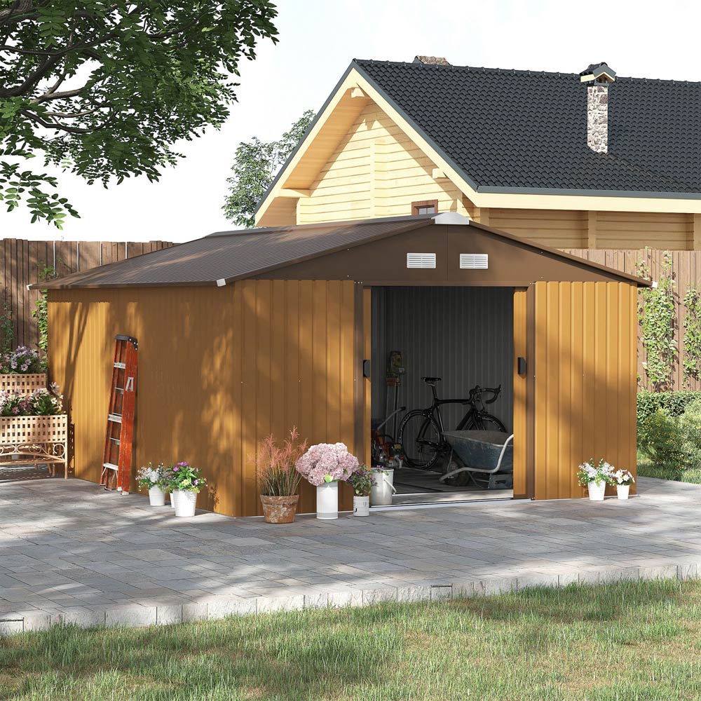 Outsunny 13 x 11ft Metal Storage Shed Image 2