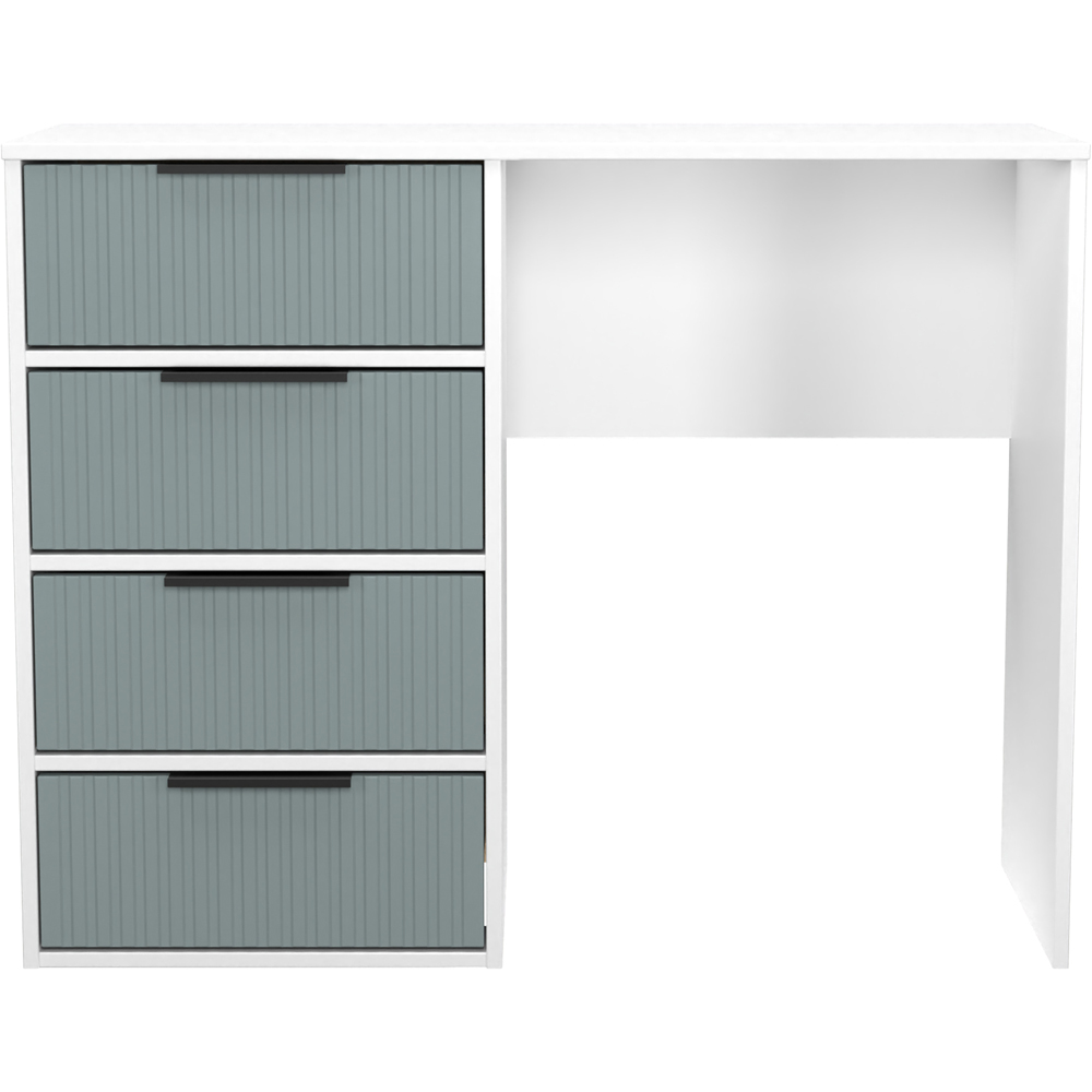 Crowndale Fluted 4 Drawer Duck and White Matt Vanity Dressing Table Ready Assembled Image 3