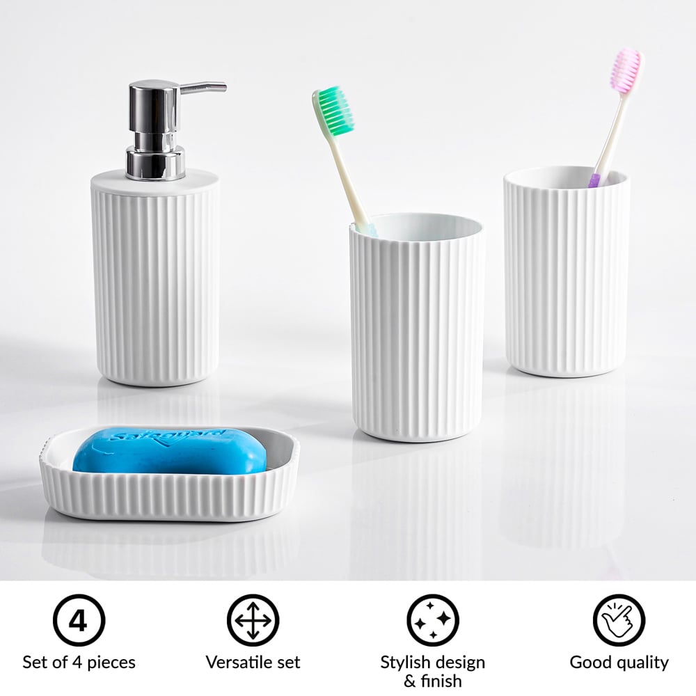 Innoteck Essentials 4 Piece Matt White Dish Dispenser and Tumbler Bathroom Accessory Set Image 2
