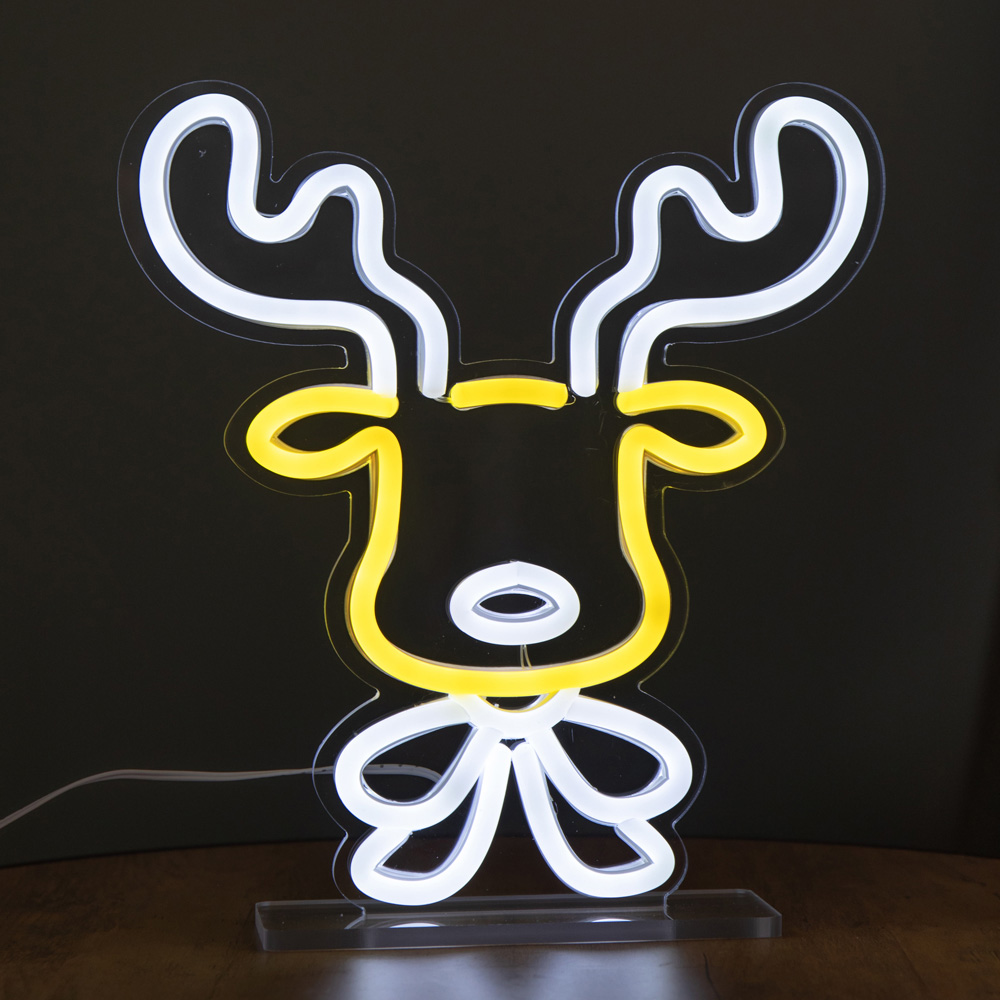 Samuel Alexander Neon Reindeer Face Tabletop Christmas Decoration 25cm Image 3