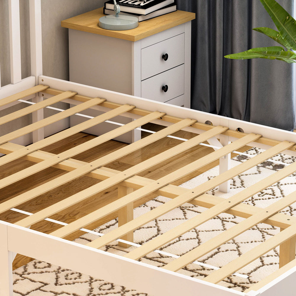 Vida Designs Milan Double White Low Foot Wooden Bed Frame Image 3