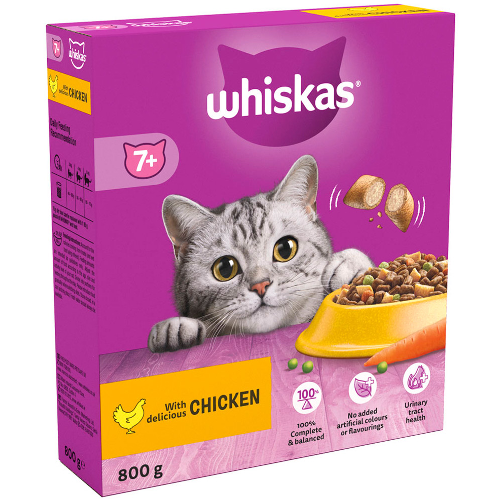 Whiskas Senior Chicken Flavour Dry Cat Food 800g Image 2