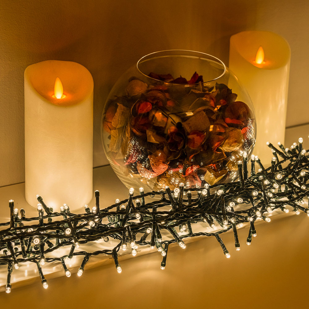 The Christmas Centre 1000 Warm White LED Multifunction Green Cable Compact String Light 25m Image 2