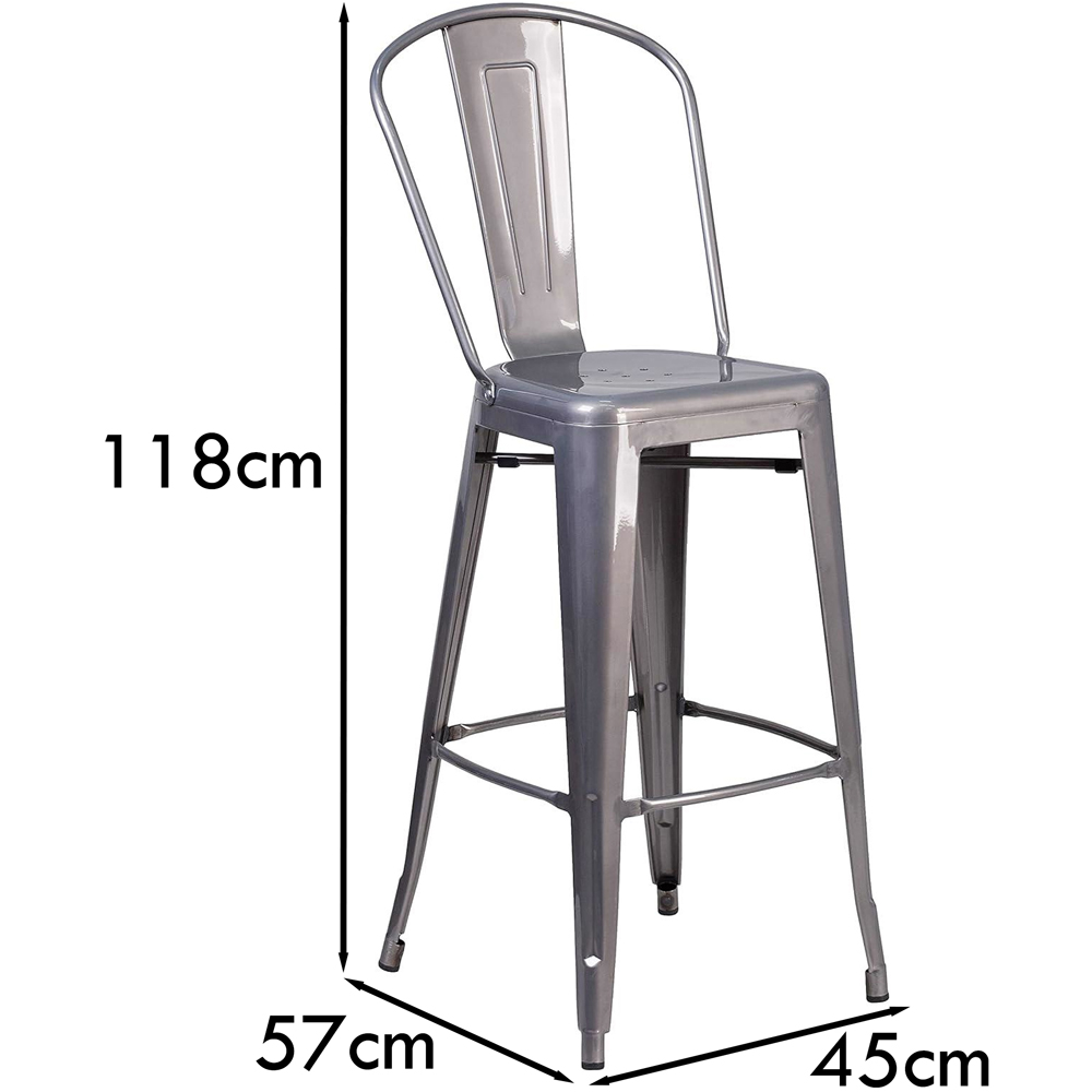 FWStyle Set of 4 Grey Clear Coat Steel Bar Stool Image 7