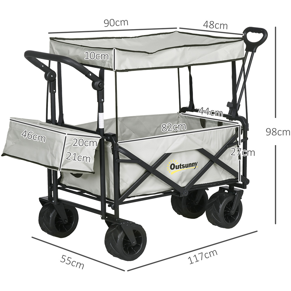Outsunny Grey Folding Beach Trolley Cart Image 7