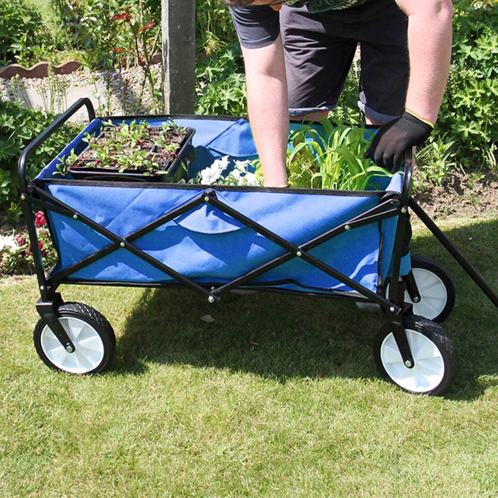 Foldable Garden Cart Wagon - Blue Image 2