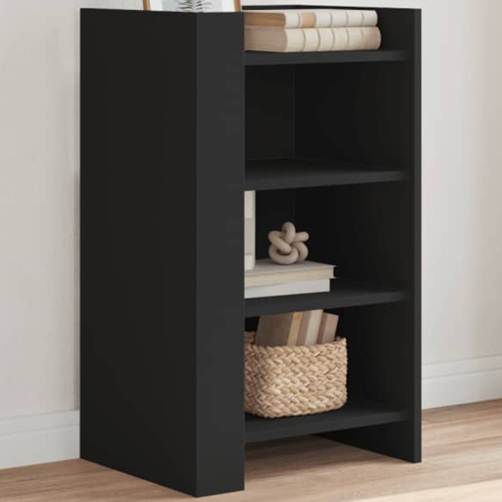 vidaXL 4 Shelf Black Wooden Sideboard Image 1