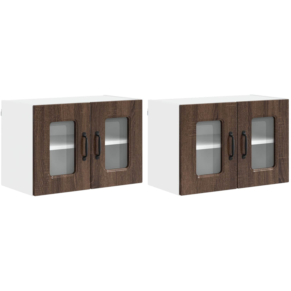 vidaXL Kalmar 2 Door Brown Oak Wall Kitchen Cabinet 2 Pack Image 8
