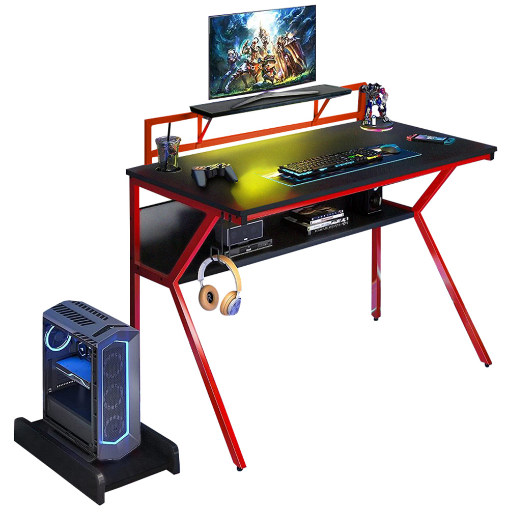 Neo Ergonomic 2 Tier Gaming Desk Red Image 2