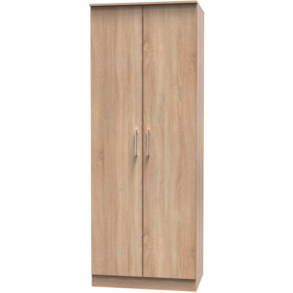 Crowndale Devon Ready Assembled 2 Door Bardolino Oak Wardrobe Image 2