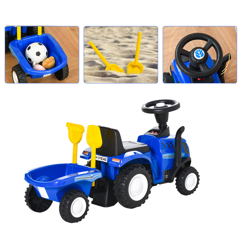 HOMCOM Kids Foot-To-Floor Ride-on Tractor with Rake and Shovel Image 3
