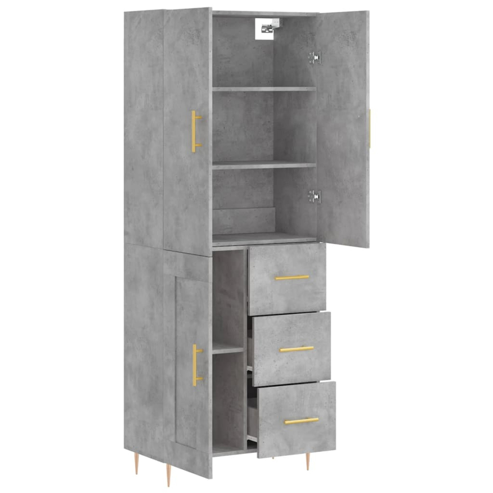 vidaXL 3 Door 3 Drawer Concrete Grey Highboard Image 4