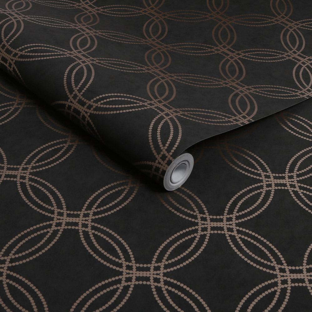 Superfresco Easy Serpentine Black and Rose Gold Wallpaper Image 2