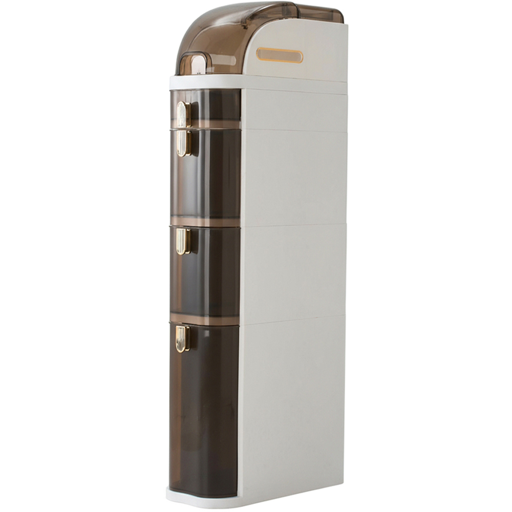 Living and Home 4 Drawer Ivory White and Light Brown Bathroom Storage Cabinet Image 2