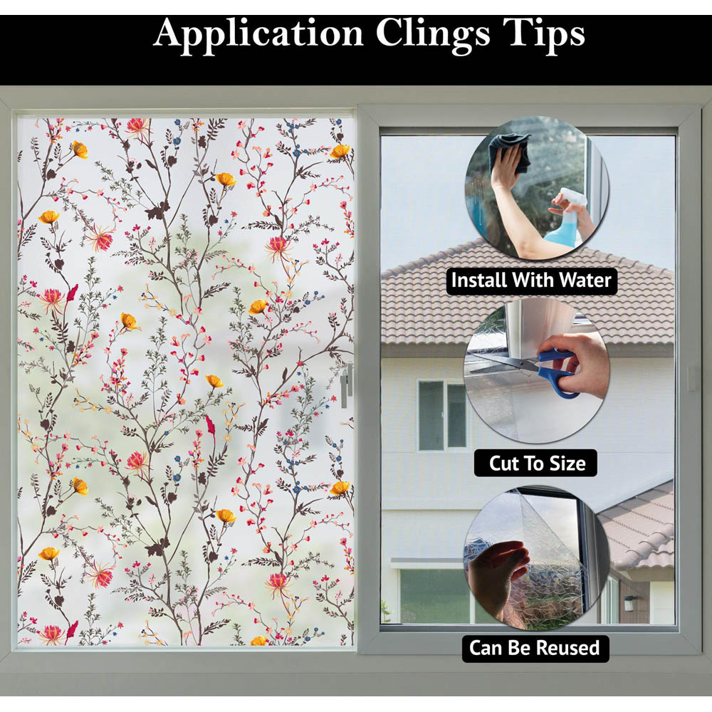 Walplus Watercolour Flowers and Butterflies Window Sticky Back Plastic Vinyl Wrap Film 44cm x 2m Image 6