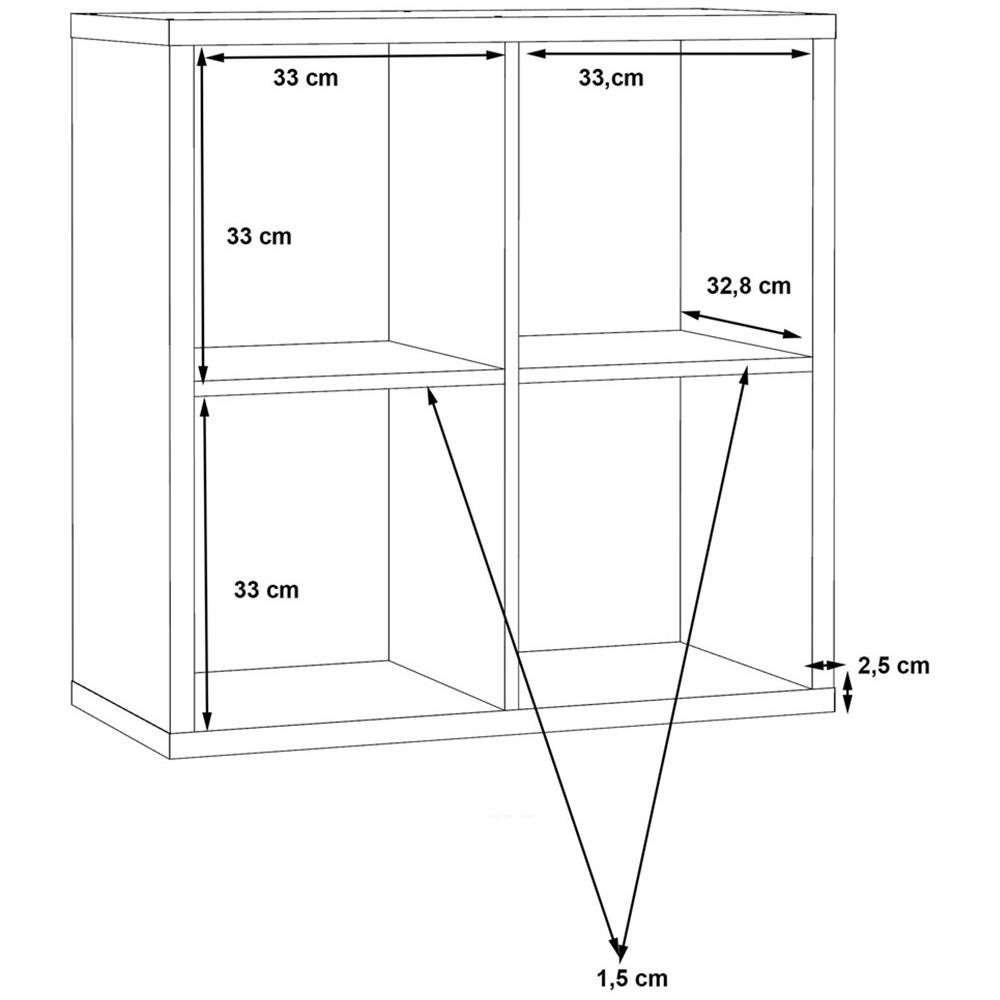Florence Mauro 4 Cube Matt Black Bookshelf Image 8