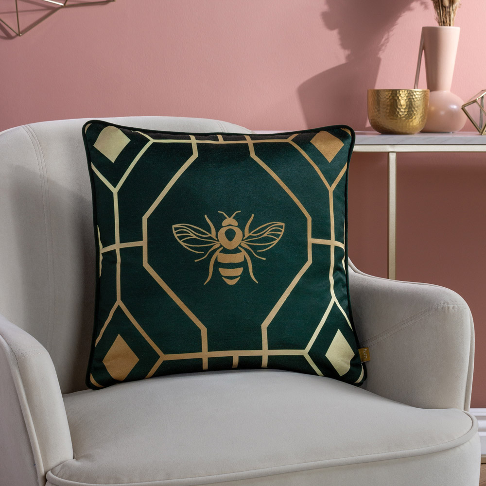 furn. Bee Deco Emerald Geometric Cushion Image 2