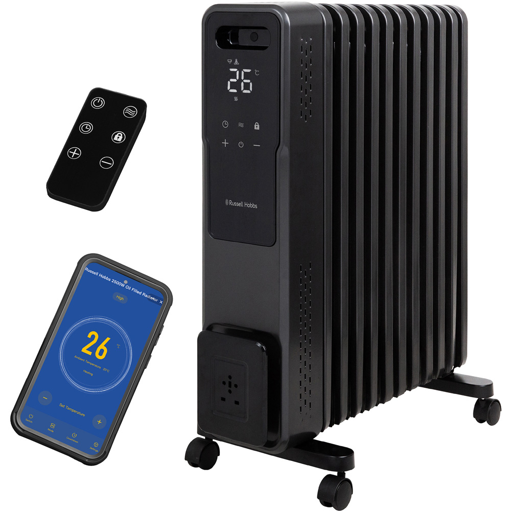 Russell Hobbs Graphite 11-Fin Wi-Fi Digital Touch Control Oil Filled Radiator with Remote 2500W Image 3