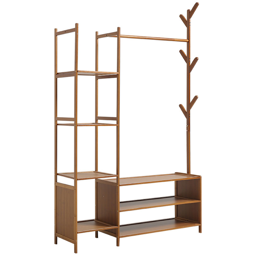 Living and Home Freestanding Bamboo Clothes Rack Image 1