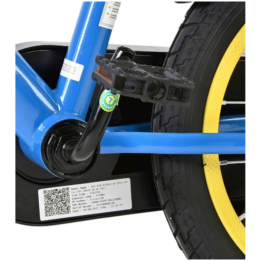 Volare Rubble and Crew Kids 14 inch Multicolour Bike with Stabilisers Image 9