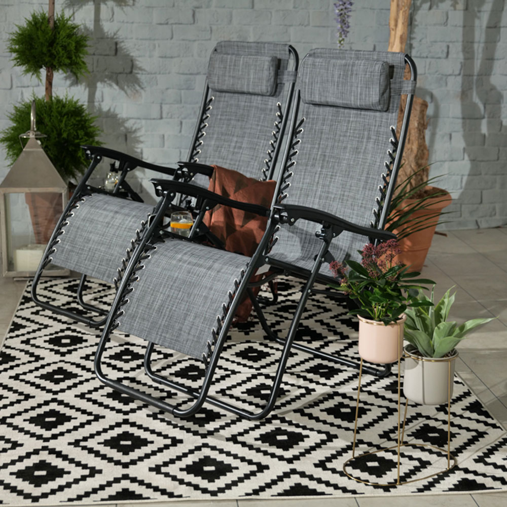 Royalcraft Set of 2 Grey Zero Gravity Relaxer Chairs Image 1