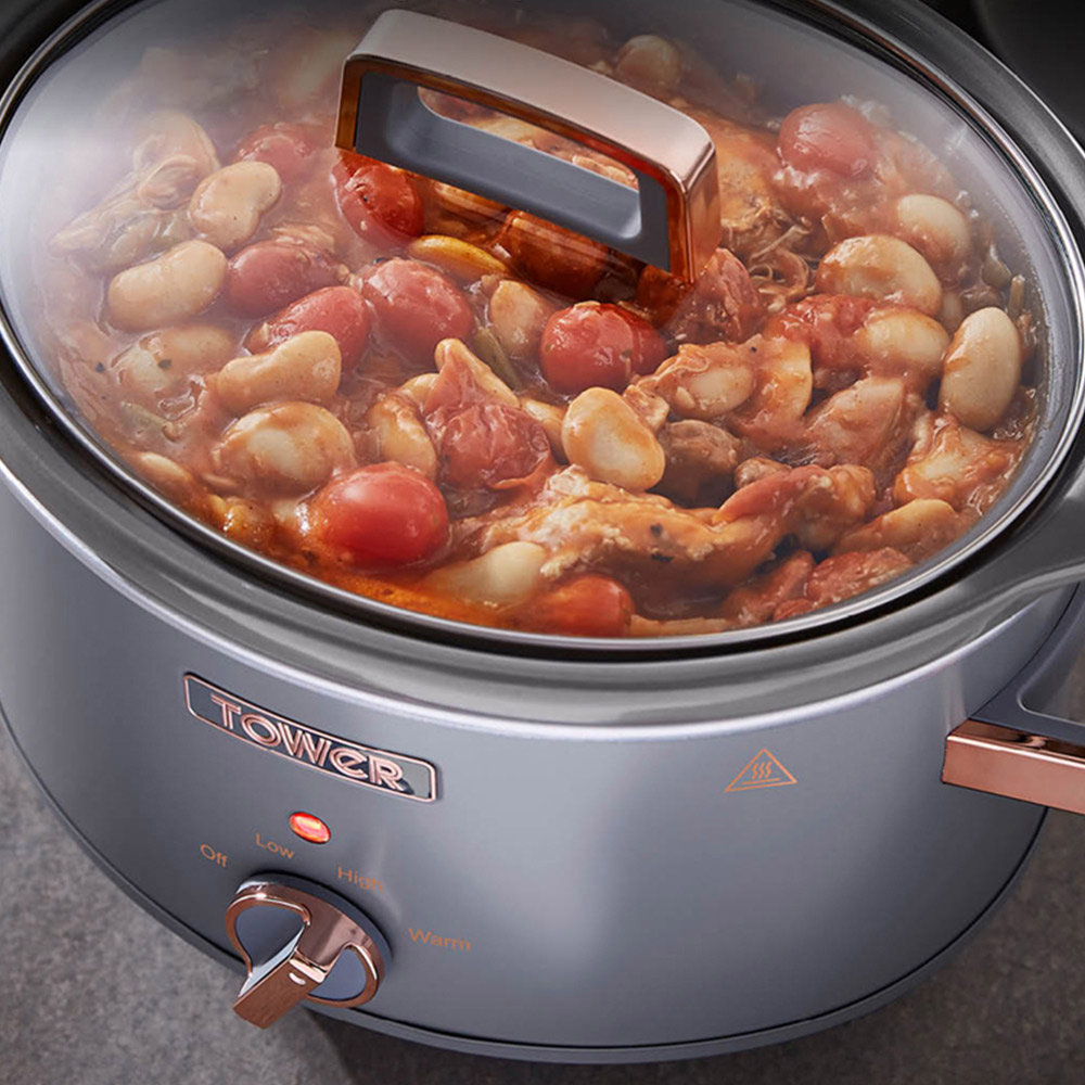 Tower T16042GRY Cavaletto Grey and Rose Gold Slow Cooker 3.5L Image 6