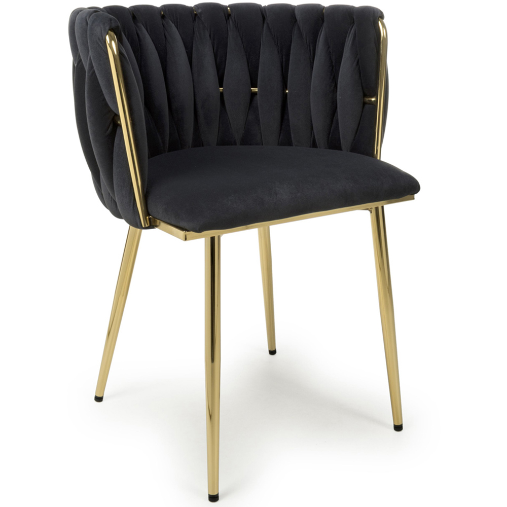Shankar Ontario Set of 2 Black Brushed Velvet Dining Chair Image 2