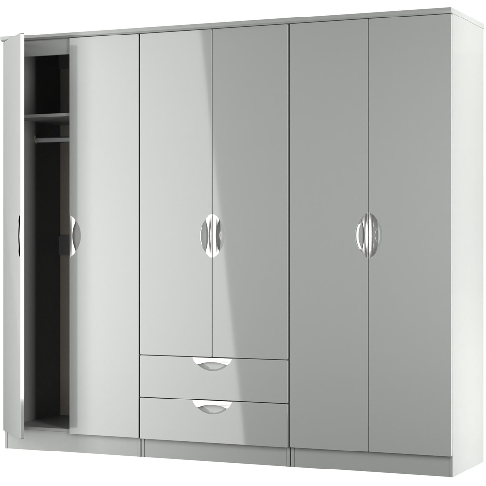Crowndale Camden 6 Door 2 Drawer Grey Gloss and Dusk Grey Wardrobe Ready Assembled Image 4