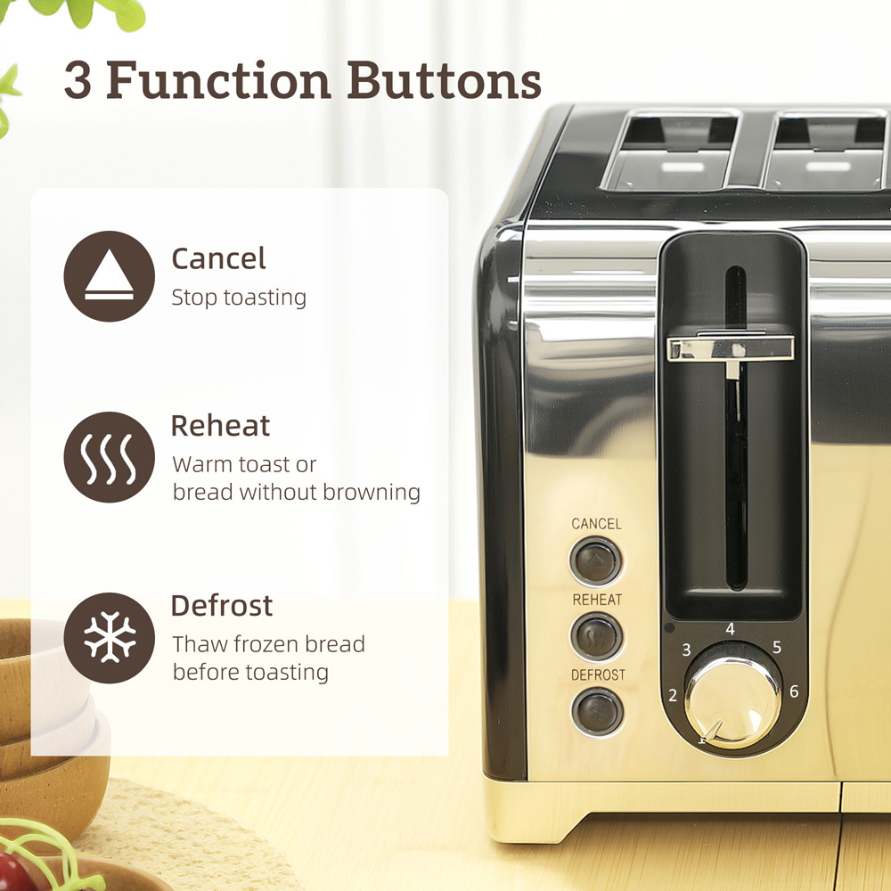 HOMCOM 800-289V70BK Black Retro 1.7L Kettle and 4 Slice Toaster Set 3000W Image 7
