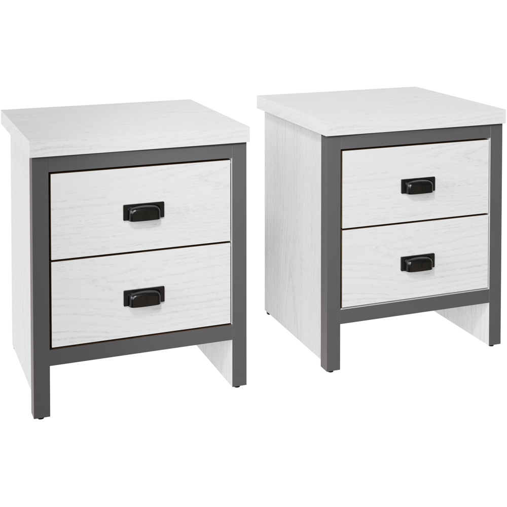 GFW Boston 2 Drawer White Oak Bedside Table Set of 2 Image 2