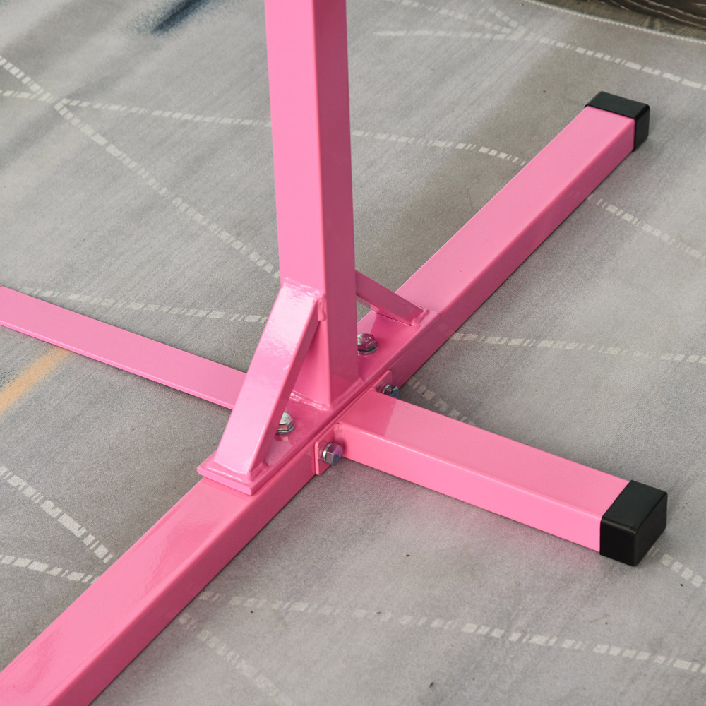 HOMCOM Kids Gymnastics Bar with Adjustable Heights  Bar for Kids Pink Image 7