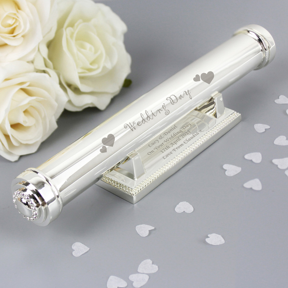 Personalised Memento Personalised Silver Plated Wedding Day Certificate Holder Image 3