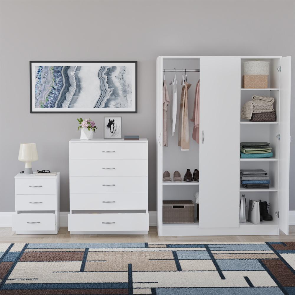VIDA DESIGNS Riano White 3 Piece Bedroom Furniture Set Image 3