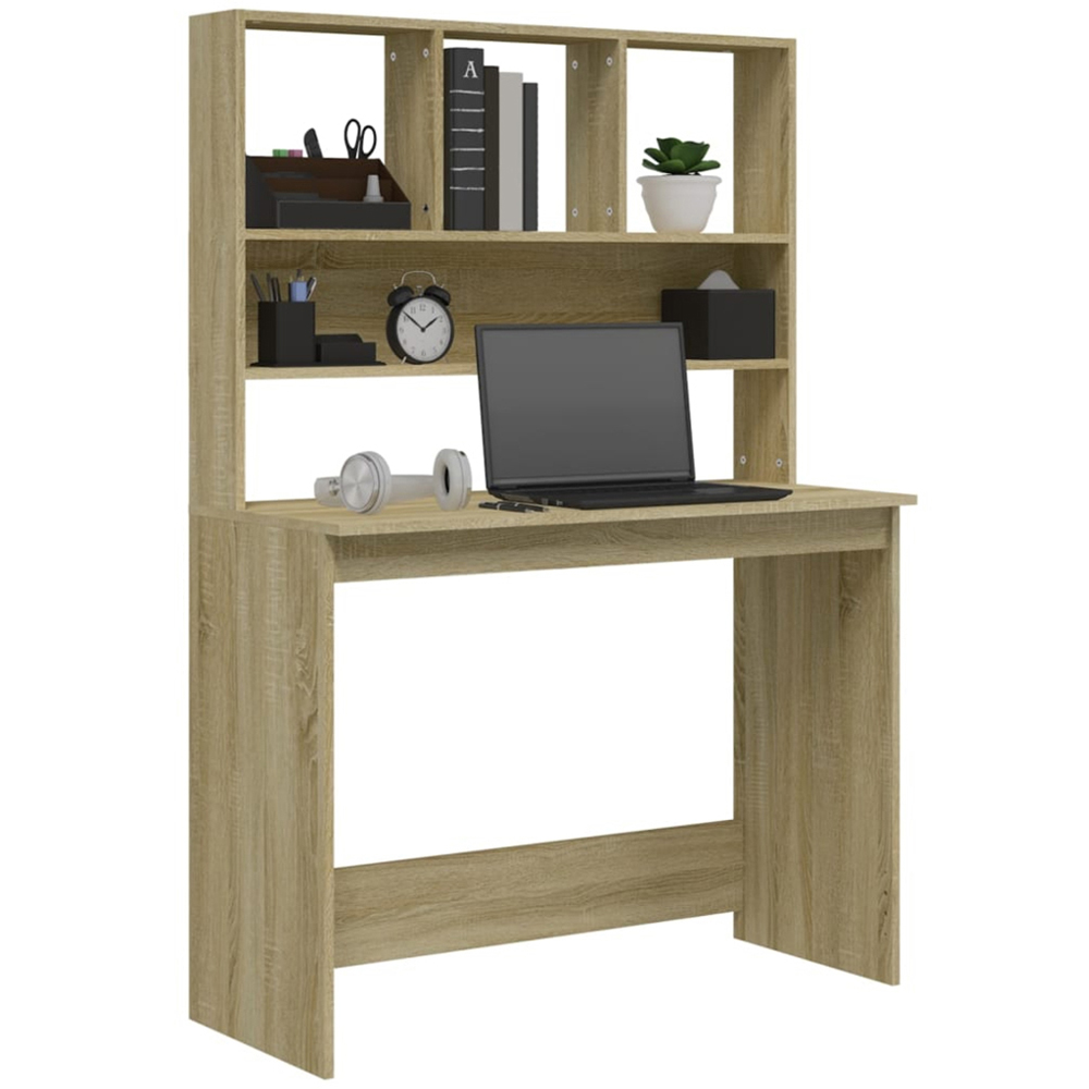 vidaXL 4 Shelf Study Desk Sonoma Oak Image 3