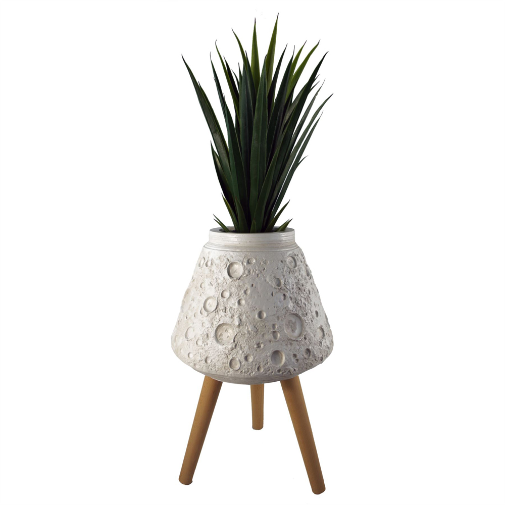 Leaf Lunar White Fibreglass Composite Indoor Planter with Legs 62 x 40cm Image 3