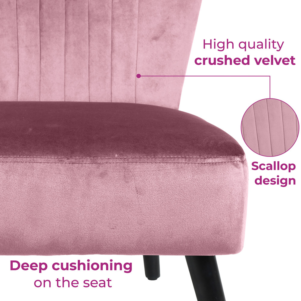 Neo Dusky Pink and Black Velvet Shell Chair Image 5